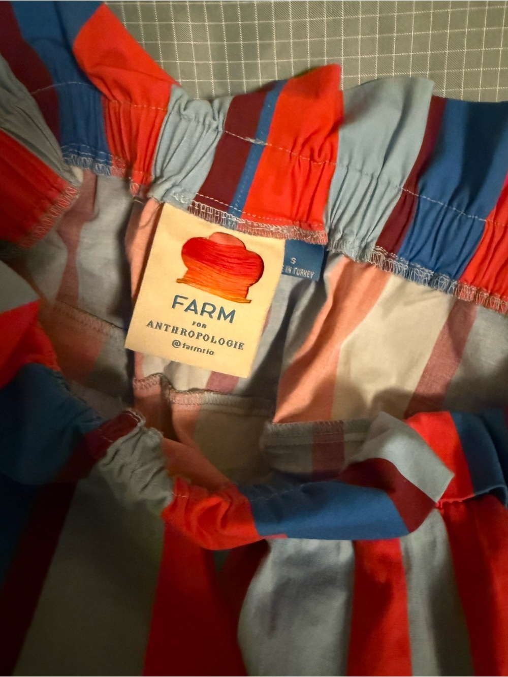 Farm Rio x Anthropologie Paperbag High Waist Blue Red Striped Shorts Size M - Picture 5 of 5